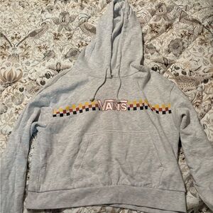 Vans Light Gray Hoodie with Checkered Detail